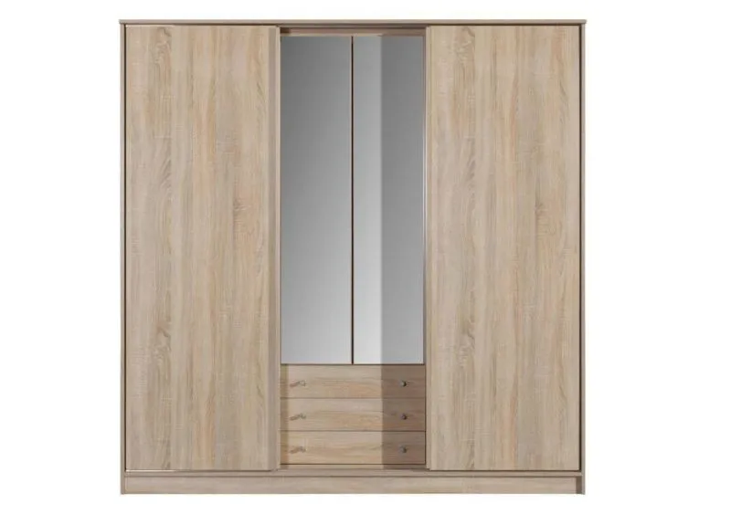 Kleiderschrank mit 3 Schubladen, Farbe: Sonoma Eiche 205x200x62 cm Abbildung