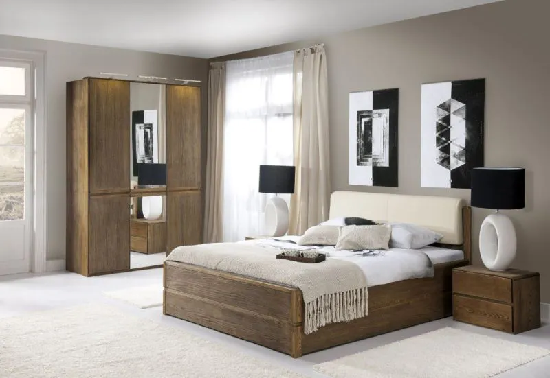 Schlafzimmer Komplett - Set I Fazenda, 4 - teilig, teilmassiv, Farbe: Dunkelbraun