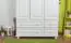 Massivholz-Kleiderschrank, Farbe: Weiß 190x120x60 cm