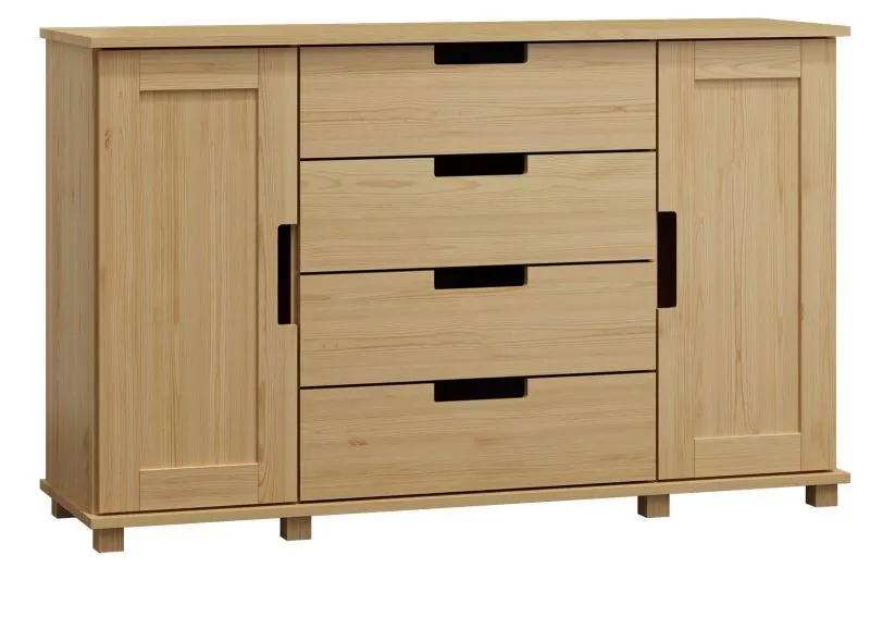 Kommode Kiefer massiv Vollholz natur 004 - Abmessung 100 x 160 x 42 cm (H x B x T)