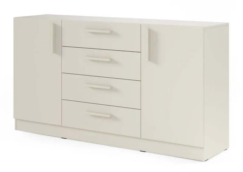 Kommode | Farbe: Kaschmir | 156 x 40 x 85 cm | 2 Türen | 4 Schubladen | ABS-Kanten | 4 Fächer | 2 Einlegeböden | Edegem 07
