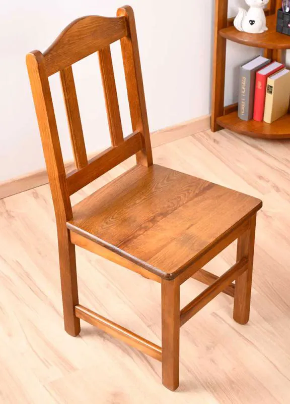 Stuhl Kiefer massiv Vollholz Eichefarben Junco 247 - Abmessungen: 95 x 44 x 46 cm (H x B x T)