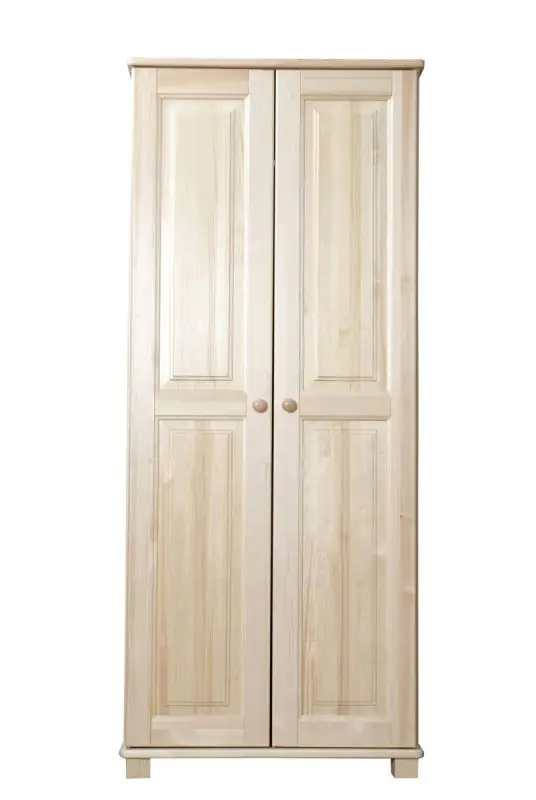 Massivholz Schlafzimmerschrank Kiefer, Farbe: Natur 190x80x60 cm Abbildung