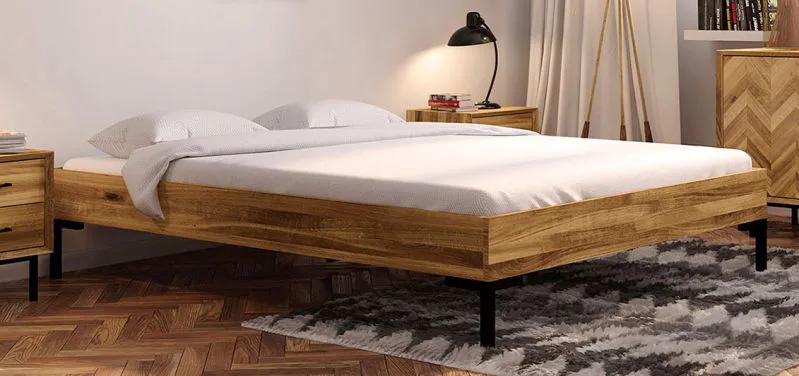 Eiche-Bett massiv | 140 x 200 cm | Wildeiche | Geölt | Natur Abbildung
