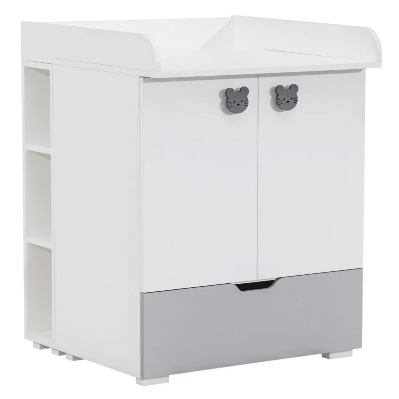 Babyzimmer - Wickelkommode Maipu 01, Farbe: Weiß / Grau - 103 x 90 x 80 cm (H x B x T)