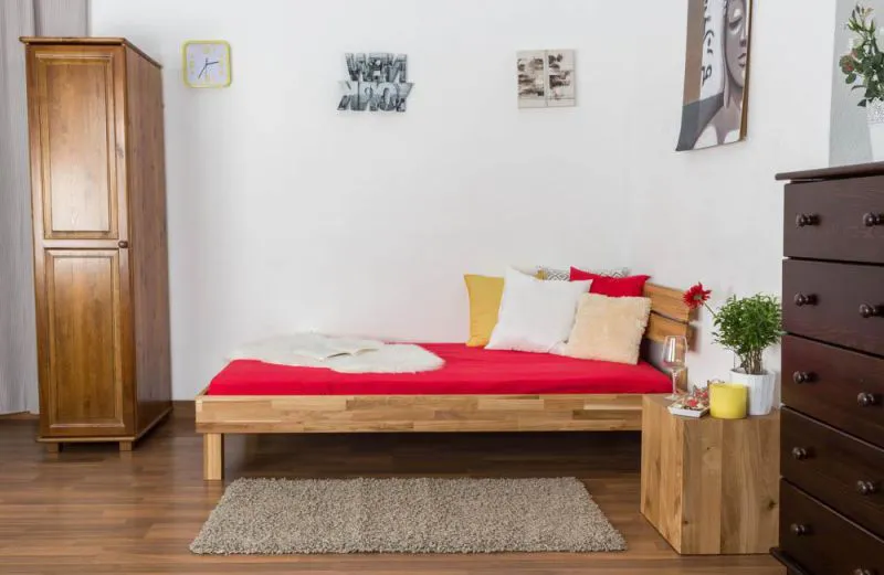 Bett Eiche massiv 100 x 200 cm geölt Abbildung