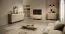TV-Unterschrank | Farbe: Bolivar Natur / Cappuccino | 3 Drehtüren | 3 Fächer | Push-to-open Funktion | inkl. LED-Beleuchtung | 154 x 40 x 55 cm | TV-Board