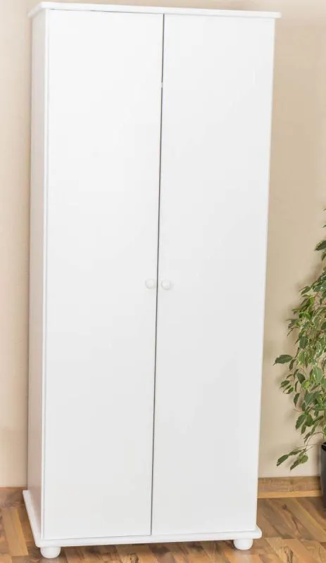 Echtholz Kleiderschrank, Farbe: Weiß 195x84x59 cm Abbildung