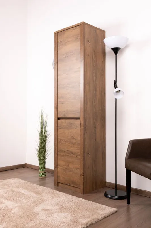 50 cm breiter Kleiderschrank mit 2 Türen | Farbe: Eiche Dunkelbraun Abbildung