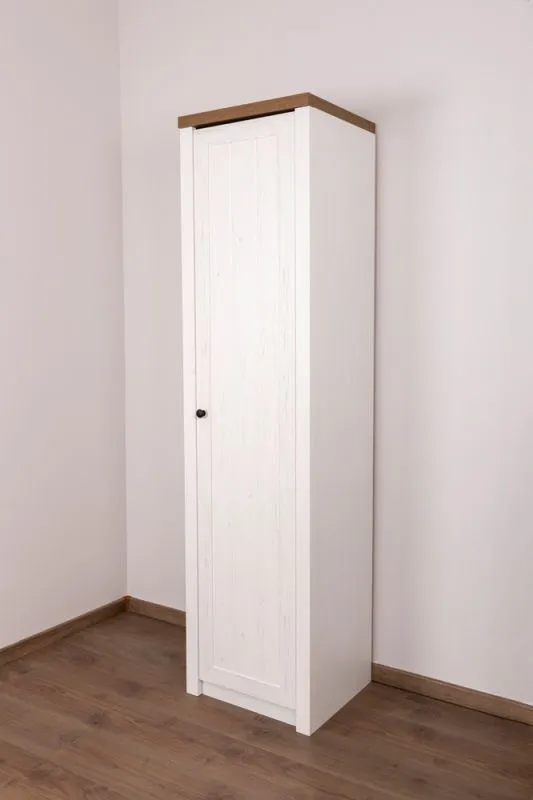 Schmaler 50 cm breiter Kleiderschrank mit 1 Tür | Farbe: Weiß Abbildung