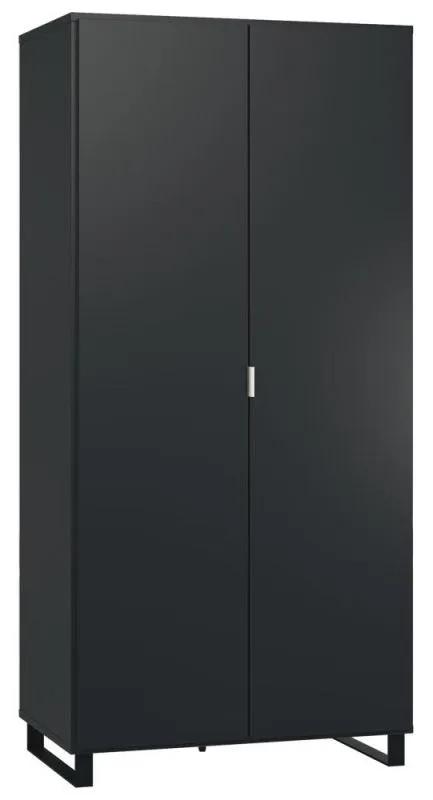 Schlafzimmer - Kleiderschrank mit LED, Farbe: Schwarz - Abmessungen: 195 x 93 x 57 cm (H x B x T) Abbildung