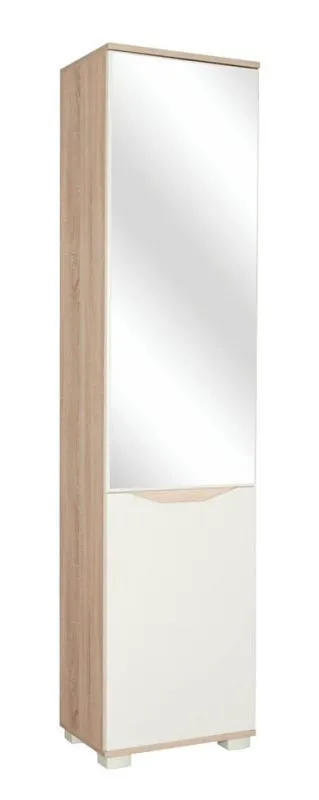 Schmaler Kleiderschrank | 1 Drehtür | 1 Schublade | 50 cm breit | Farbe: Braun Abbildung