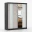 Schiebetürenschrank / Kleiderschrank mit Spiegel | 218 x 183 x 61 cm | Grau-Weiß / Schwarz | Gorski 08 | 2 Türen | 6 Fächer | reichlich Stauraum