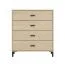 Kommode | vier Schubladen | Farbe: Eiche light Port | Griffe & Beine: Schwarz | Maße: 80 x 40 x 90 cm | ABS-Kanten | für Schlafzimmer