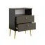 Nachtkommode | 2 Schubladen | Farbe: Braun | Griffe & Beine: Gold | 1 offenes Fach | ABS-Kantenschutz | Maße: 50 x 34 x 69,5 cm | neutrales Design