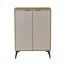 Schlichte Kommode | Eiche Cremona / Beige | Metallgriffe | 4 Fächer | 68,5 x 35 x 95 cm | 2 Einlegeböden | 2 Türen | für Wohnzimmer