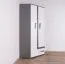 Jugendzimmer - Drehtürenschrank / Kleiderschrank Oskar 02, Farbe: Anthrazit / Weiß - 192 x 90 x 90 cm (H x B x T)