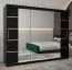 Großer 250 cm breiter Kleiderschrank mit 3 Türen | 10 Fächer | Farbe: Schwarz Abbildung