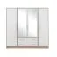 Schlafzimmer - Kleiderschrank mit Spiegel, Farbe: Weiß / Eiche - Abmessungen: 190 x 200 x 56 cm (H x B x T) Abbildung