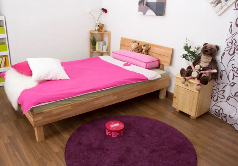Kernbuche Massivholz Bettgestell 120 x 200 cm geölt Abbildung