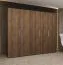 Drehtürenschrank mit 2,5 Meter breite | Farbe: Walnuss | fünf Türen | Soft-Close-Funktion | drei Fächer | Griffe: Silber | drei Kleiderstangen | Kleiderschrank