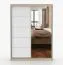 Kleiderschrank / Schiebetürenschrank | Weiß / Sonoma Eiche | Bucegi  19 | mit Spiegel | 2 Türen | Griffe: Aluminium | 200 x 150 x 61 | 6 Fächer