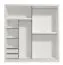 Kleiderschrank mit Spiegel Apatin 04, Farbe: Weiß, drei Kleiderstangen, Schiebetürenschrank, fünf Fächer, Maße: 215,5 x 205 x 60 cm, einfach und ästhetisch