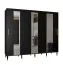 Großer Schiebetürenschrank mit drei Spiegelstreifen Jotunheimen 204, Farbe: Schwarz - Abmessungen: 208 x 250,5 x 62 cm (H x B x T)
