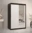 Neutraler Kleiderschrank mit einer Spiegeltür Liskamm 31, Farbe: Schwarz matt / Weiß matt - Abmessungen: 200 x 120 x 62 cm (H x B x T), mit fünf Fächern und zwei Kleiderstangen