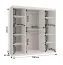 Kleiderschrank / Schiebetürenschrank | Weiß Matt | dekorative Spiegeltür | 180 x 62 x 200 | 10 Fächer | 2 Kleiderstangen | Moderne Details