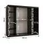 Kleiderschrank / Schiebetürenschrank | dekorative Spiegeltür | Schwarz Matt | 10 Fächer | 2 Kleiderstangen | 200 x 62 x 200 cm | für Schlafzimmer