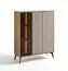 Highboard / Kommode | ABS-Kantenschutz | 102,5 x 35,5 x 123 cm | inkl. LED-Beleuchtung | Beine aus Metall | 6 Fächer | Eiche Cremona / Beige | 3 Türen