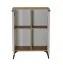 Schlichte Kommode | Eiche Cremona / Beige | Metallgriffe | 4 Fächer | 68,5 x 35 x 95 cm | 2 Einlegeböden | 2 Türen | für Wohnzimmer