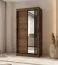 Kleiderschrank | Farbe: Walnuss Warmia | 2 Kleiderstangen | 5 Fächer | Schiebetürenschrank | Zuverlässiges Gleitsysteme | 100 x 62 x 200 cm | dekorative Spiegeltür