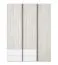 Großer Schrank mit drei Türen Schilde 01, Farbe: Eiche Weiß / Weiß / Anthrazit - Abmessungen: 195 x 150 x 53 cm (H x B x T)