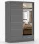 1,5 Meter breiter Schiebetürenschrank / Kleiderschrank mit Spiegel | Grau | Lusatian 09 | 218 x 150 x 61 cm | 2 Türen | 2 Schubladen | 6 Fächer