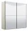 Kleiderschrank Bogati 03, Schwebetürenschrank, Farbe: Weiß / Weiß Hochglanz, zwei Spiegeltüren, zwei Kleiderstangen, Maße: 210 x 217 x 62,5 cm