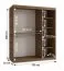 Schiebetürenschrank / Kleiderschrank | Farbe: Walnuss Warmia | 150 x 62 x 200 cm | 2 Kleiderstangen | zuverlässiges Gleitsysteme | 5 Fächer | dekorativer Spiegel