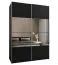 Kleiderschrank / Schiebetürenschrank | 245,5 x 180 x 64 cm | 2 Kleiderstangen | 2 Schiebetüren | 11 Fächer | Spiegel | Soft-Close | Farbe: Schwarz