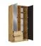 Kleiderschrank mit Spiegel | 2 Schubladen | 101,7 x 54,5 x 200,5 cm | Lamellen | 5 Fächer | Eiche / Artisan | Metallgriffe | 1 Kleiderstange | Iraklio 01