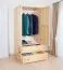 Kleiderschrank Massivholz natur 010 - Abmessung 190 x 90 x 60 cm (H x B x T)