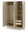 3-türiger Kleiderschrank | Farbe: Eiche Cremona |mit 2 Schubladen | 1 Kleiderstange | 150 x 61 x 210 cm | 6 Einlegeböden | ABS-Kanten | Edegem 02