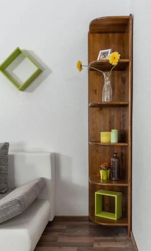 Regal, Küchenregal, Wohnzimmerregal, Bücherregal - 40 cm breit, Kiefer Holz-Massiv, Farbe: Eiche Abbildung