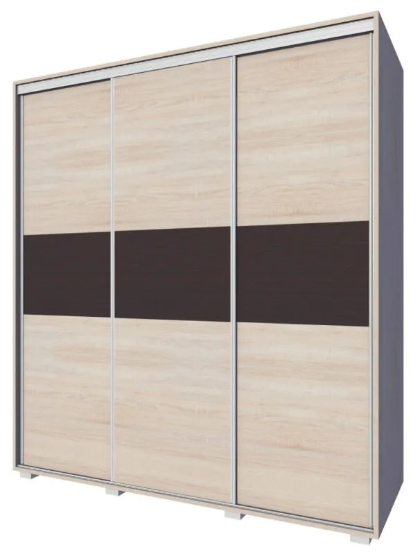 Schiebetürenschrank / Kleiderschrank Rabaul 40, Farbe: Sonoma Eiche hell / Sonoma Eiche dunkel - Abmessungen: 210 x 180 x 60 cm (H x B x T)