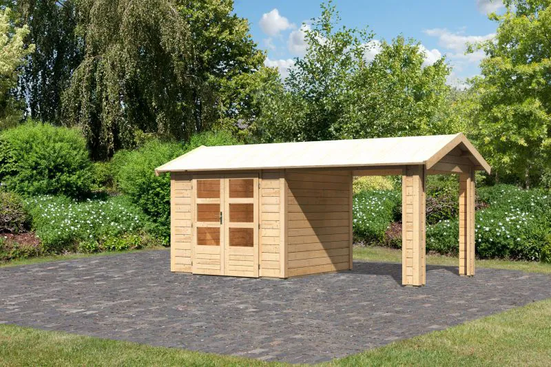 Gartenhaus SET naturbelassen mit Dachausbauelement, Grundfläche: 5,5m²
