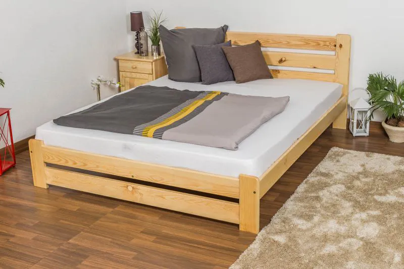 Doppelbett / Gästebett Kiefer Vollholz massiv natur A24, inkl. Lattenrost - Abmessung 160 x 200 cm