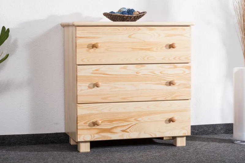 Kommode Kiefer massiv Vollholz natur 001 - Abmessung 80 x 80 x 42 cm (H x B x T)
