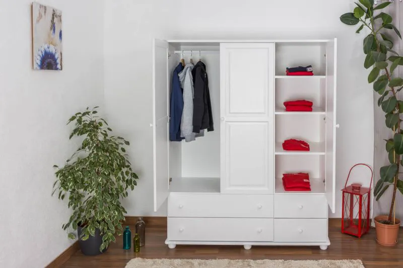 Weißer Massivholz Kleiderschrank