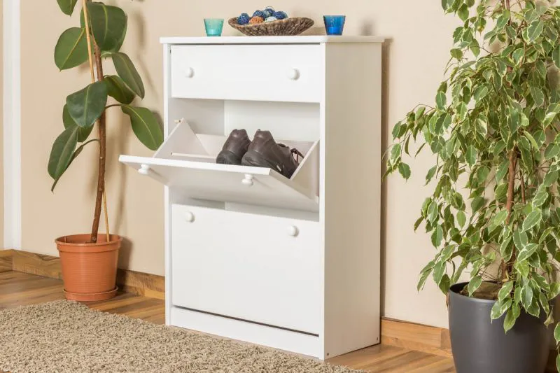 Schuhschrank massiv weiß