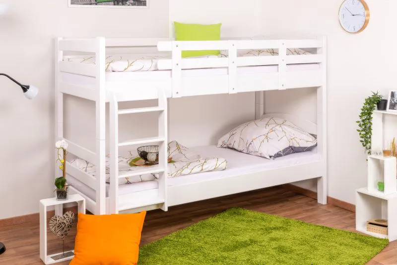 Stockbett für Erwachsene "Easy Premium Line" K17/n, Buche Vollholz massiv weiß lackiert - Liegefläche: 90 x 200 cm (B x L), teilbar